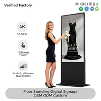 Pantalla Táctil LCD de 43, 49, 55 y 65 Pulgadas, Tótem de Señalización Digital Comercial para Publicidad en Centros Comerciales