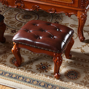 Taburete con Patas de Madera Maciza, Tapizado en Cuero de Diferentes <span class=keywords><strong>Colores</strong></span>, para Niños, Sala de Estar, Venta Directa de Fábrica - Product Image 3