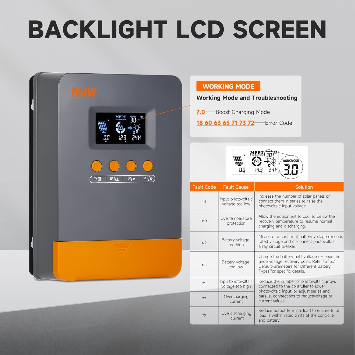 Impianto Fotovoltaico 12V/24V Regolatore Di Carica Solare MPPT 45A 12V/24V - Per Batterie Piombo E Litio, Con LCD E Protezioni Integrate Caricatore Batterie Litio - Foto 7