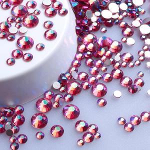 SS6 8 10 12 16 20 30 <span class=keywords><strong>Rose</strong></span> AB Cristal Hierro en piedras Strass Apliques de cristal redondos Diamantes de imitación de fijación en caliente para ropa - Product Image 1