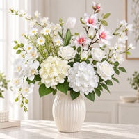 Fleurs artificielles blanches pour arrangements floraux de mariage, décorations douces pour arrière-plans de hôtels et vitrines, ornements paysagers