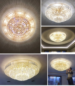JYLIGHTING Lustres ronds en or <span class=keywords><strong>de</strong></span> <span class=keywords><strong>luxe</strong></span> SAA UL CE, lustres <span class=keywords><strong>de</strong></span> plafond en cristal <span class=keywords><strong>de</strong></span> <span class=keywords><strong>luxe</strong></span> pour hall d'hôtel, villa - Product Image 2