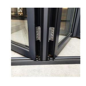 Véranda insonorisée accordéon portes coulissantes pliables à deux volets en Aluminium porte extérieure pliante en verre - Product Image 4