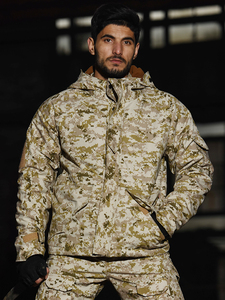 Özel Logo rüzgar geçirmez taktik yumuşak yüzeyli ceket erkekler açık su geçirmez kamp ve avcı ceketi için - Product Image 6