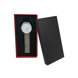 Low quantité minimale de commande boîte de montre logo personnalisé noir Quartz numérique boîte de bracelet de montre boîte d'emballage de stockage de montre avec mousse éponge à l'intérieur