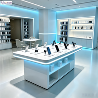Comptoir d'exposition LED Tech Style pour téléphones portables, table de démonstration pour smartphones et écouteurs, vitrine électronique pour magasin de détail