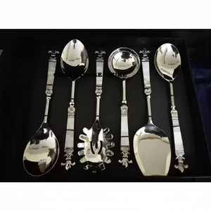 Ensemble de couverts à salade en métal classique avec poignée en nacre Ensemble de couverts en acier inoxydable de haute qualité pour manger - Product Image 1