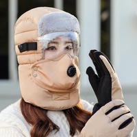 Design de mode Sports de plein air épaissi oreille rabat casquette chaud coupe-vent lunettes chapeau d'hiver avec valve respiratoire