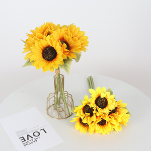 Jessie Artificial Sunflower Bouquet 36cm Silk Flower <b>Home</b> <b>Decoration</b> Wedding Props - Product Image 1