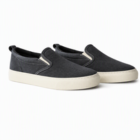 Chaussures décontractées noires élégantes à enfiler, baskets légères en toile avec semelle extérieure en caoutchouc antidérapante durable pour un confort quotidien
