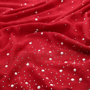 Nueva Malasia <span class=keywords><strong>Jearsy</strong></span> Color caramelo perla Hijabs bufanda musulmana perla algodón Hijab bufanda - Product Image 3