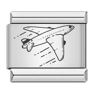 Nouvelle mode personnalisée bricolage marquage laser en acier inoxydable style mignon vélo voiture <span class=keywords><strong>avion</strong></span> italien bracelets à breloques cadeaux - Product Image 3