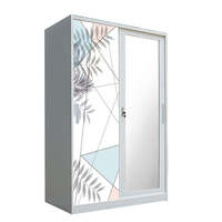 Armoire coulissante en acier avec miroir imprimé de haute qualité pour chambre à coucher, armoire de rangement métallique KD – Offre Spéciale