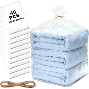 40 Pcs Clear Plastic Bags 30x40 Inches Lightweight PE Storage Bags for Bedding Clothing Organizer - Product Image 1