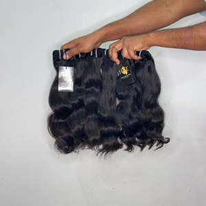 Indian Virgin Raw Hair Bundle, Double Drawn Curly <b>Body</b> <b>Wave</b> Human Hair Bundles, curly Wavy Raw Temple hair Vendors - Product Image 1