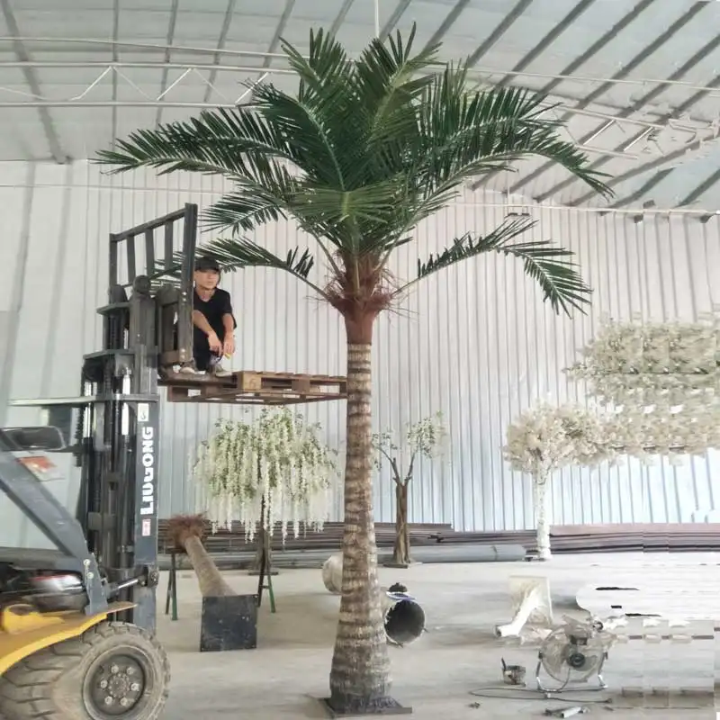 Palmier Date artificielle verte, plantes ornementales de haute qualité, palmier vert pour décoration de jardin en extérieur, 1 pièce