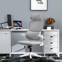 Chaise ergonomique pivotante en promotion pour bureau à domicile, dortoir étudiant, étude, avec appuie-tête réglable et design en maille