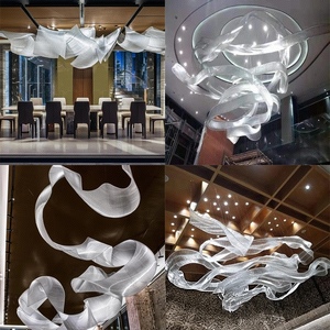 <span class=keywords><strong>Lampadario</strong></span> <span class=keywords><strong>Moderno</strong></span> Artistico a Nastro, Grande Lampada a Sospensione LED per Hall di Hotel, Sale Banchetti e Progetti di Interni di Lusso - Product Image 3