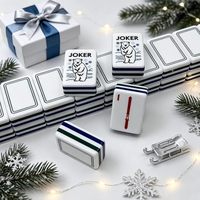 Geling Faible MOQ Hiver Thème Traîneau 160 Tuiles de Mahjong en Acrylique Gravées Blanches Mini Chinoises et Américaines Économiques 1 Ensemble