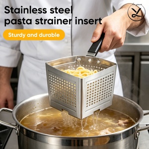 Panier à pâtes perforé en acier inoxydable de qualité alimentaire, passoire de cuisine professionnelle pour friteuse, égouttoir à nouilles en maille pour blanchiment - Product Image 1