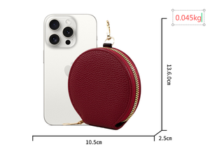 Mini sac rond personnalisé en cuir PU, porte-clés, porte-monnaie, <span class=keywords><strong>portefeuille</strong></span> pour femme, étui à gloss et écouteurs - Product Image 2