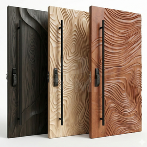 Porte <span class=keywords><strong>d</strong></span>'<span class=keywords><strong>entrée</strong></span> principale en bois massif <span class=keywords><strong>de</strong></span> luxe, <span class=keywords><strong>de</strong></span> grande taille, au design irrégulier et fluide, pour maisons résidentielles modernes - Product Image 2
