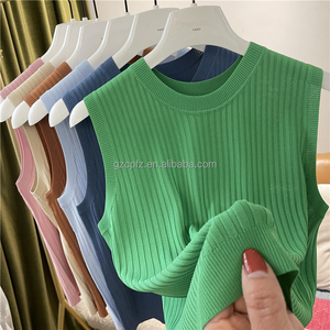 Couleur unie sport basique <span class=keywords><strong>sans</strong></span> manches serré une pièce gilet <span class=keywords><strong>sans</strong></span> manches femmes haut court - Product Image 6