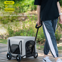 Poussette pliable pour animaux de compagnie JXB Fashion en aluminium à 4 roues, respirante, légère, portable, toutes saisons, pour les voyages et l'usage quotidien