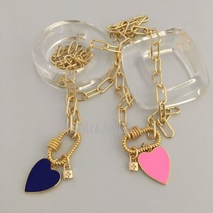 Collar <span class=keywords><strong>de</strong></span> <span class=keywords><strong>cadena</strong></span> con mosquetón <span class=keywords><strong>de</strong></span> cuerda dorada, abalorio <span class=keywords><strong>de</strong></span> corazón esmaltado, <span class=keywords><strong>candado</strong></span> <span class=keywords><strong>de</strong></span> CZ, <span class=keywords><strong>cadena</strong></span> <span class=keywords><strong>de</strong></span> eslabones <span class=keywords><strong>de</strong></span> clip <span class=keywords><strong>de</strong></span> papel, NM35948 - Product Image 1