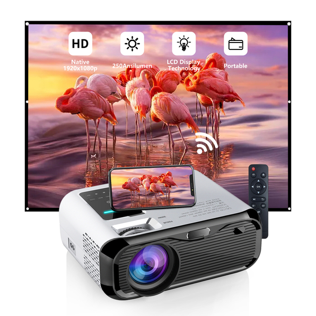 E501S LED Video Home Theater 1080P Projector 3D Cinema Multiscreen LCD Portable 250 Lumens Mirror Screen System Support WiFi