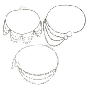 Chaîne de taille multicouche en alliage de zinc pour femme avec pampilles, chaîne de corps tendance pour usage quotidien - Product Image 5