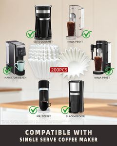 Lot de 200 tasses à café en papier et filtres de tailles variées de haute qualité, compatibles avec les machines à café à dosettes et à café moulu, 1-2 tasses, pour usage en café et pour les fêtes - Product Image 2