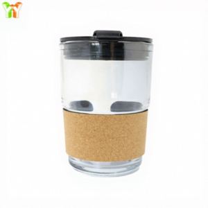 In Stocked <b>Cork</b> Sleeve Glass Cup PU Leather Cup Wrap Eco-Friendly <b>Cork</b> Cup Holder Anti-Slip Protector for Iced Drinks - Product Image 1