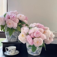 Bouquet de pivoines artificielles en soie fait main de luxe, écologique, durable, fleurs de centre de table, décoration de table, mariage, Saint-Valentin