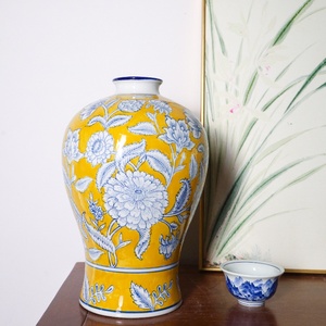Tarro de porcelana Ailsun en forma de mano pintado amarillo Chinoiserie tarro de jengibre hermoso diseño de <span class=keywords><strong>Talavera</strong></span> para jarrón de mesa Art Deco - Product Image 4