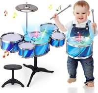 Çocuklar için davul seti Toddlers 1-3 w/işık müzikal hediyeler oyuncaklar için 1 2 3 yıl erkek kız bateri seti enstrüman acemi için