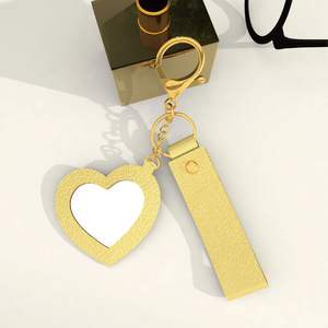 2025年かわいい創造的な小さなピーチハート型メイクミラーキーチェーンPUレザー - Product Image 4