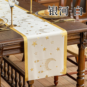 33*180cm musulmán oro impreso sello lámina Luna estrella terciopelo caminos <span class=keywords><strong>de</strong></span> <span class=keywords><strong>mesa</strong></span> Eid Mubarak Ramadán Decoración <span class=keywords><strong>de</strong></span> <span class=keywords><strong>mesa</strong></span> moderna suministros - Product Image 1
