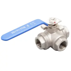 Three Way Ball Valve Stainless Steel 304 316 Water 3 Way Ball Valve L Port T Port Threaded Connection 1000 WOG 3 Way Valve