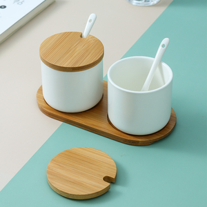 Set di Utensili in Ceramica Ecologica per Erbe e <span class=keywords><strong>Spezie</strong></span> <span class=keywords><strong>con</strong></span> Coperchio in Bambù per Organizzare le Tue <span class=keywords><strong>Spezie</strong></span> - Product Image 5
