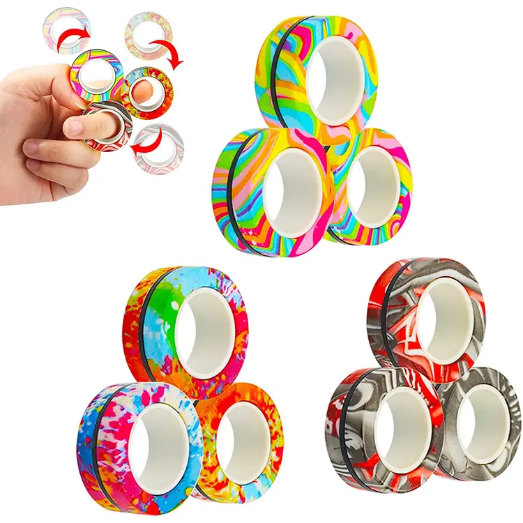 Anti stress Finger Magnetic Rings Magnet Fingertip Toys Games for Adults and children