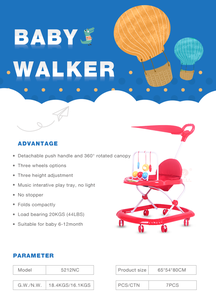 車輪と天蓋付きの多機能プラスチック製ウォーキングチェアベビーウォーカー - Product Image 6