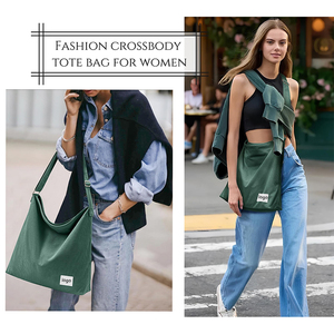 Sacola de algodão personalizada para mulheres Casual Hobo Tote Handbag Grande Crossbody Shoulder <span class=keywords><strong>Bag</strong></span> Bolsa de Trabalho Moda Bolsa - Product Image 6
