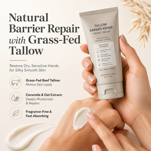 Crème pour les mains à absorption rapide, non grasse, à base de suif de bœuf nourri à l'herbe, réparatrice de la barrière cutanée, pour les mains sèches et gercées - Product Image 3