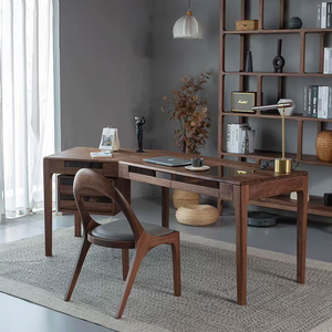 Table de bureau en bois massif sur mesure, finition en bois de noyer industriel, pour la maison, les hôtels, les entrepôts - Product Image 4