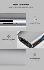 <span class=keywords><strong>Hub</strong></span> USB-C d'usine vers adaptateur vidéo 4K <span class=keywords><strong>Thunderbolt</strong></span> <span class=keywords><strong>3</strong></span> avec lecteur de cartes TF/SD <span class=keywords><strong>3</strong></span>.0 et PD pour <span class=keywords><strong>MacBook</strong></span> <span class=keywords><strong>Pro</strong></span>/Air/Huawei Mate - Product Image 5