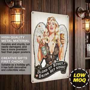 Letrero de Metal Personalizado, Arte Retro para Pared, Placa Vintage con Imágenes de Pin-up Girls, Venta al Por Mayor de Fábrica, para Bar, Hogar, Club - Product Image 4