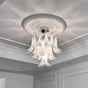 Lustre en verre de nuage de luxe vintage français américain rétro <span class=keywords><strong>LED</strong></span> pendentif Villa Duplex escalier lumière pour vivre disponible moyen - Product Image 4