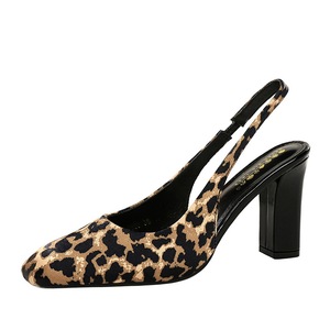 Scarpe da Donna con Stampa Leopardata, Punta Quadrata, Tacco Spesso, Tomaia Bassa, Cinturino alla Caviglia, Stile Francese Semplice - Product Image 5