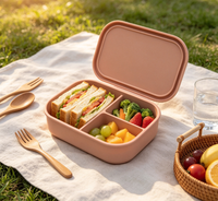 Boîte à bento en silicone de 1300 ml réutilisable, contenant à lunch à 3 compartiments, pour adultes, compatible micro-ondes, lave-vaisselle et congélateur